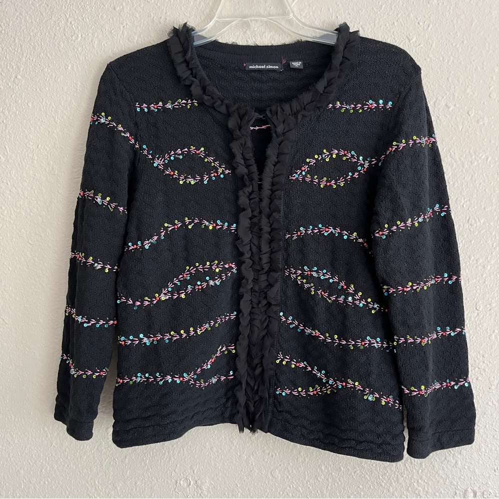 Michael Simon holiday sequin cardigan‎ sweater.